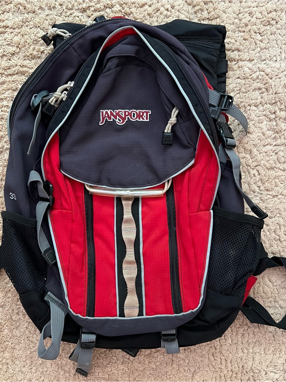Jansport Polaris 33 Discontinued Red and Black Men's Backpack with Gray Accents